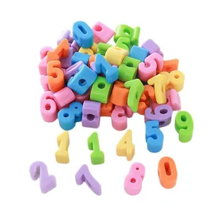 Colorful 6mm acrylic number beads for DIY jewelry making, bracelets, and handmade crafts.