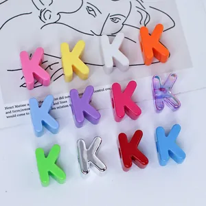 Colorful 6mm acrylic letter K beads for DIY keychain and phone strap jewelry making