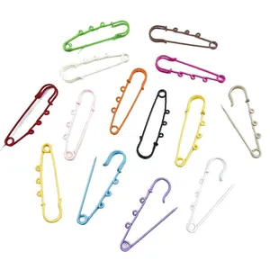 Assorted set of colorful painted safety pins for DIY clothing accessories and keychain charms
