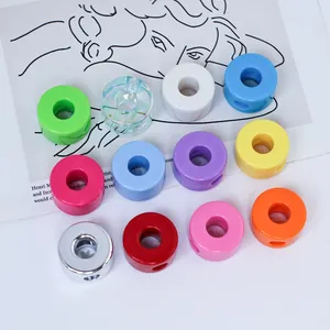 Detailed view of colorful 6mm large hole acrylic beads for DIY craft jewelry making.