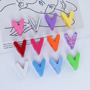 Assorted colorful 6mm V-shaped acrylic beads for DIY jewelry making and phone straps.