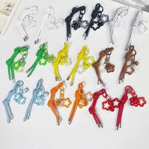 DIY Llavero de Cuero Sintético Colgante Estrella Campana Adorno de Bolso Creativo Cadena de Teléfono Accesorio Joyería