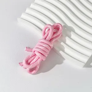 Close-up of 5mm pink braided polyester cord for DIY handmade bag straps and keychains