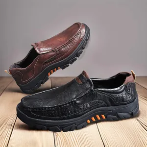 Chaussures Décontractées Rétro Slip-on pour Hommes Mocassins en Cuir Synthétique Respirant Avec Semelle en Caoutchouc Antidérapante