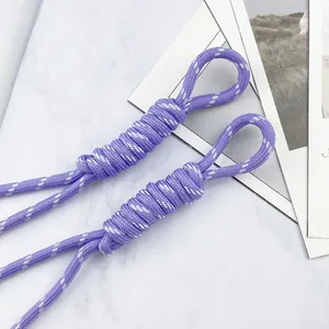 Close-up of 5mm purple braided polyester cord for DIY phone lanyards and keychains.