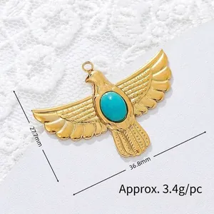 Close-up of turquoise eagle pendant with 36.8mm by 27.7mm dimensions and 3.4g weight