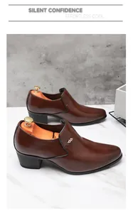 Vue latérale de chaussures cubaines élégantes en cuir marron à bout pointu pour hommes