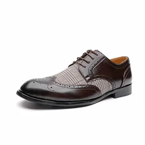 Herren Business Brogue-Schuhe im britischen Vintage-Stil mit Karomuster