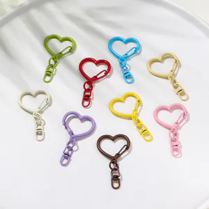 Fermoirs mousquetons en forme de cœur colorés pour bijoux DIY et accessoires porte-clés