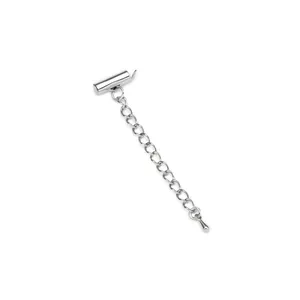 Embout de tube coulissant argenté avec chaîne d'extension pour bijoux DIY