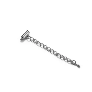 Embout de tube coulissant argenté avec chaîne d'extension pour la création de bijoux