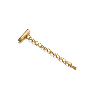 Vue détaillée d'un embout coulissant doré avec chaîne d'extension pour bijoux DIY
