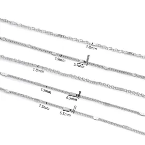 Detailansicht der 304 Edelstahlketten mit präzisen Millimetermaßen für DIY-Schmuck
