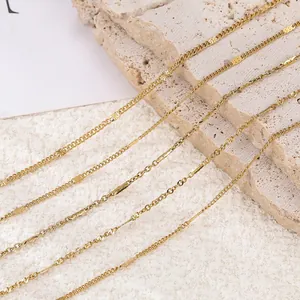 Edelstahl Meterkette Für DIY Schmuckherstellung Geprägte Verschlüsselte Feine Halskette Armband Kette Gold Silber