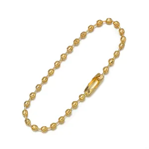 Golden 11cm iron ball bead chain with secure connector for DIY keychain and charms