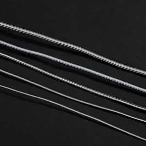 Macro detail of silver transparent plastic-coated aluminum wire for DIY jewelry making