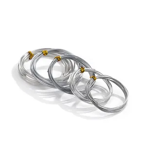 Set of five coils of silver plastic-coated aluminum wire for DIY jewelry and bonsai.