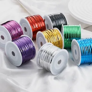 Macro view of multiple colorful metallic PET twist ties for gift and food packaging