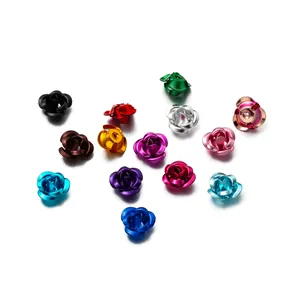 Assorted colorful aluminum 3D rose flower charms for DIY jewelry making accessories