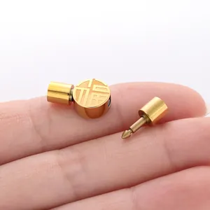 Detailed view of gold stainless steel Fu character push clasp for DIY jewelry making