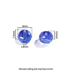 Detaillierte technische Maße von 8 mm facettierten blauen Glaskristallperlen für DIY-Schmuck