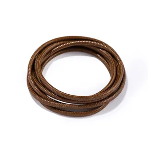 Close-up of 3mm brown Korean wax cord with braided snake texture for jewelry DIY