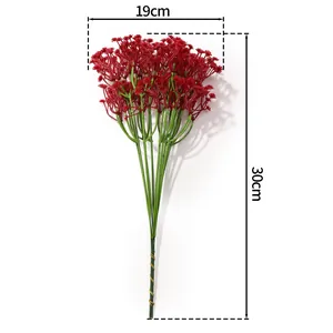 Rote künstliche Schleierkrautblumen aus Kunststoff mit 30 cm Höhe und 19 cm Breite