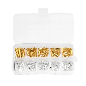 Vue détaillée d'un kit de fabrication de bijoux DIY avec embouts coulissants or et argent