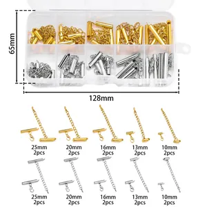 Tableau détaillé des tailles pour kit de bijoux avec embouts coulissants et fermoirs