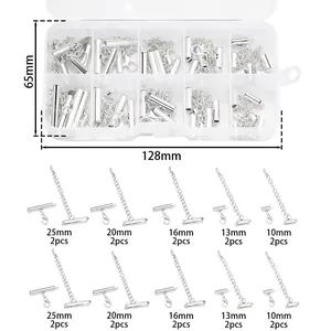 Kit de fermoirs mousquetons et embouts coulissants argentés pour création de bijoux DIY