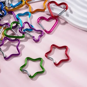 Collection de mousquetons colorés en aluminium en forme de cœur étoile et os pour bijoux