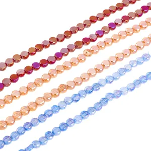 8mm facettierte flache Glasperlen für DIY-Schmuck in verschiedenen lebendigen Farben
