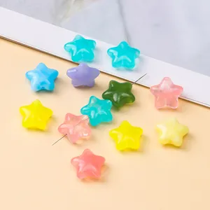Detailed view of candy-colored star-shaped acrylic beads for DIY handmade jewelry crafts