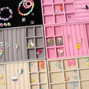 Fluwelen sieraden organizer trays voor ringen en oorbellen in verschillende kleuren