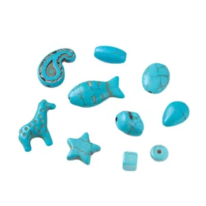 Assortiment de perles de turquoise synthétique aux formes variées pour création de bijoux DIY