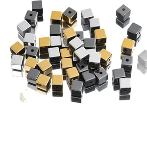 Assorted metallic hematite square beads for DIY jewelry making and bracelet supplies