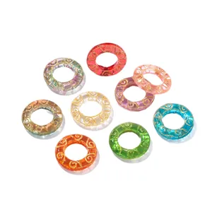 Ancient style ice-transparent glass donut rings for DIY jewelry craft accessories