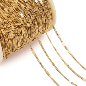 304 Edelstahlkette mit Flachscheiben vergoldet für DIY Schmuckherstellung Armbänder