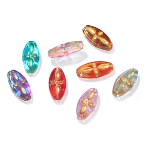 Perle ovali in vetro ceco vintage 9,5x20mm per la creazione di gioielli fai da te
