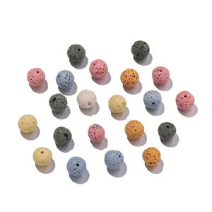 Cuentas de piedra de lava volcánica de colores para hacer joyas de bricolaje DIY
