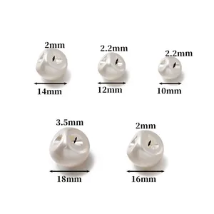 Detailed size chart for round ABS imitation pearl buttons in 10mm to 18mm sizes