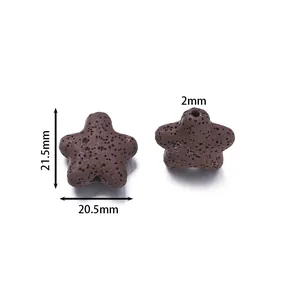Star-shaped volcanic lava stone beads for DIY jewelry making with dimensions shown