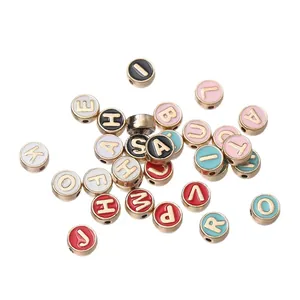 Mixed colorful alloy round letter beads for DIY jewelry making accessories