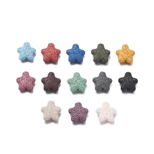 Colorful star-shaped porous lava stone beads for DIY jewelry bracelets and necklaces