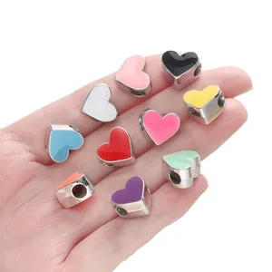 Vibrant colorful heart-shaped CCB large hole beads for DIY jewelry and bracelet making