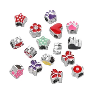 Colorful CCB large hole beads in heart star and paw shapes for DIY jewelry making