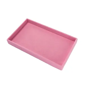 Elegante roze fluwelen sieraden display lade voor ringen en kettingen