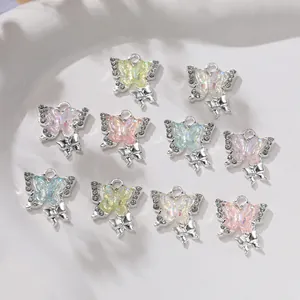 Dolci Ciondoli a Farfalla in Lega Ciondoli in Resina Iridescente Con Strass per Creazione di Gioielli Fai da Te Collana Bracciale per Donna