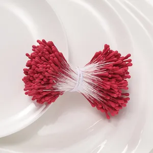 Pistilli di fiori artificiali in gesso opaco rosso 2mm per artigianato fai da te.