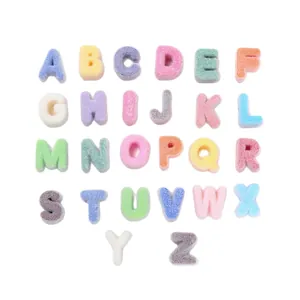 Set of 26 colorful flocked acrylic alphabet beads for DIY jewelry making projects